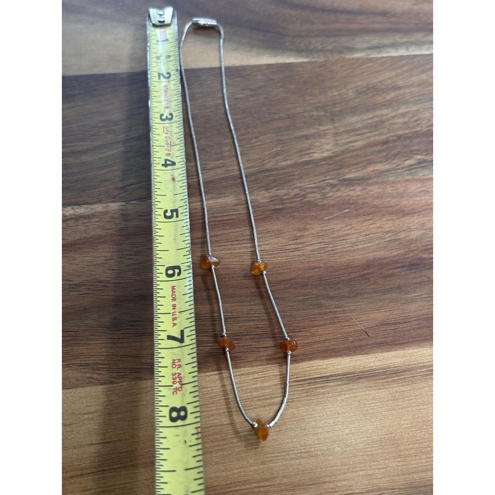 Vintage Liquid Silver Floating Baltic Amber Necklace Sterling Silver Clasp 16" - Picture 2 of 4